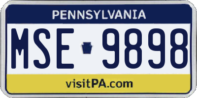 PA license plate MSE9898