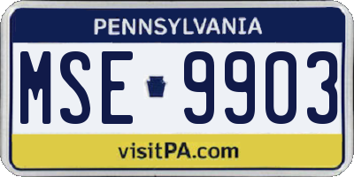 PA license plate MSE9903
