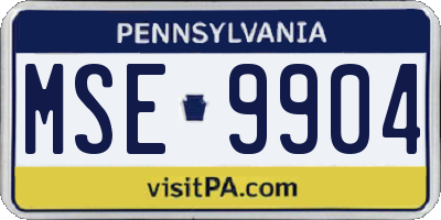 PA license plate MSE9904