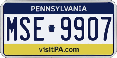 PA license plate MSE9907