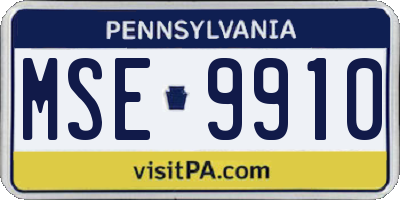 PA license plate MSE9910