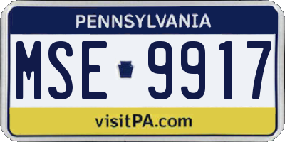 PA license plate MSE9917