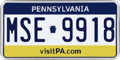 PA license plate MSE9918