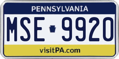 PA license plate MSE9920