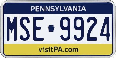 PA license plate MSE9924