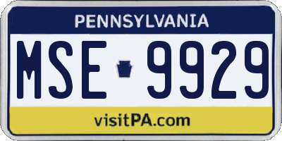 PA license plate MSE9929