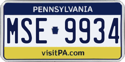 PA license plate MSE9934