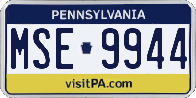 PA license plate MSE9944