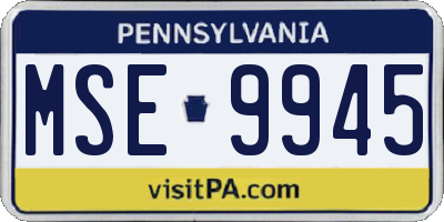 PA license plate MSE9945