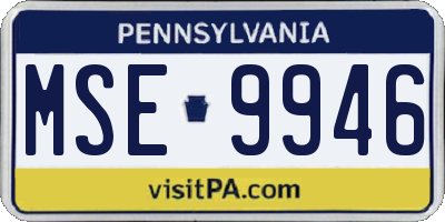 PA license plate MSE9946