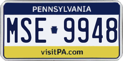PA license plate MSE9948