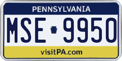 PA license plate MSE9950