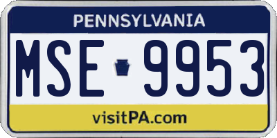 PA license plate MSE9953