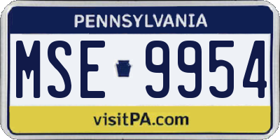 PA license plate MSE9954