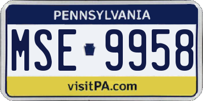 PA license plate MSE9958