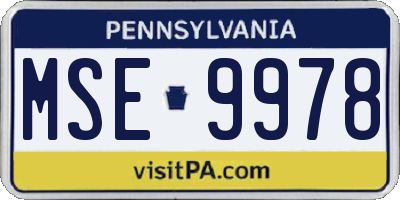 PA license plate MSE9978