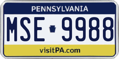 PA license plate MSE9988