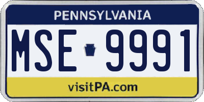 PA license plate MSE9991