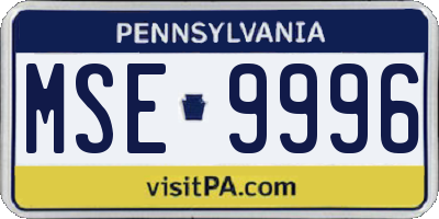 PA license plate MSE9996