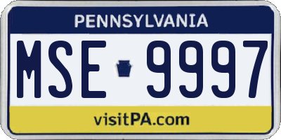 PA license plate MSE9997