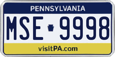 PA license plate MSE9998