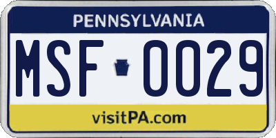 PA license plate MSF0029