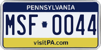 PA license plate MSF0044