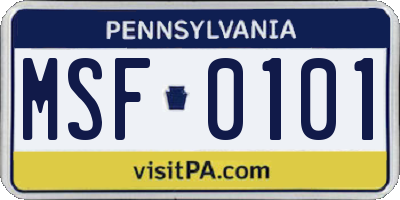 PA license plate MSF0101