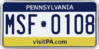 PA license plate MSF0108
