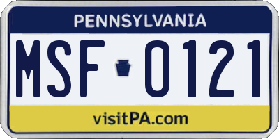 PA license plate MSF0121