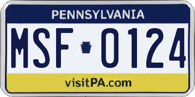 PA license plate MSF0124