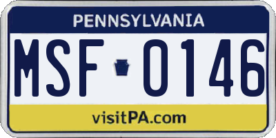 PA license plate MSF0146