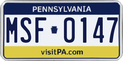 PA license plate MSF0147
