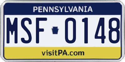 PA license plate MSF0148