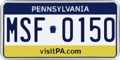 PA license plate MSF0150