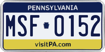 PA license plate MSF0152