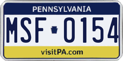 PA license plate MSF0154