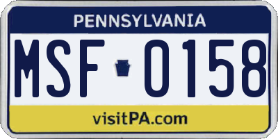 PA license plate MSF0158