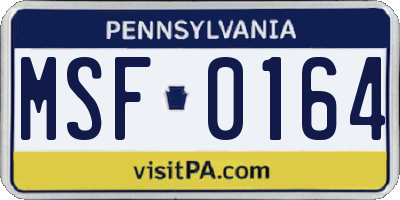 PA license plate MSF0164