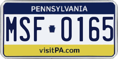 PA license plate MSF0165