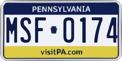 PA license plate MSF0174