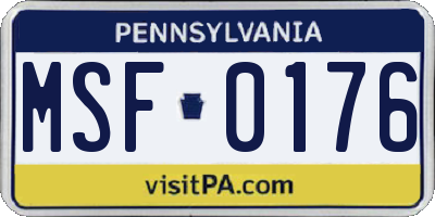 PA license plate MSF0176