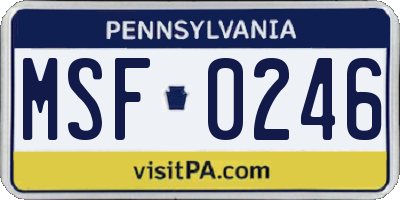PA license plate MSF0246