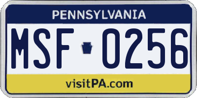 PA license plate MSF0256