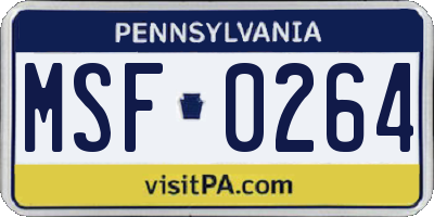 PA license plate MSF0264
