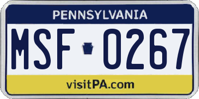 PA license plate MSF0267