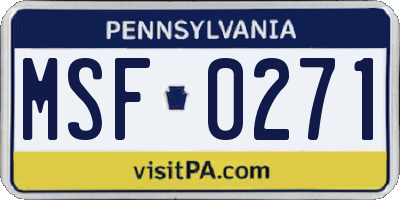PA license plate MSF0271