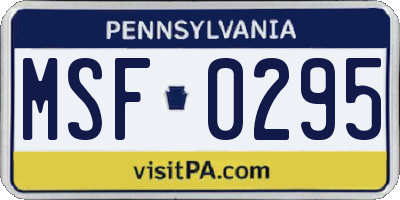 PA license plate MSF0295