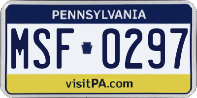 PA license plate MSF0297