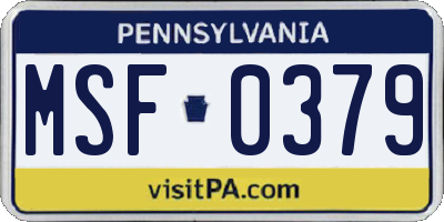 PA license plate MSF0379
